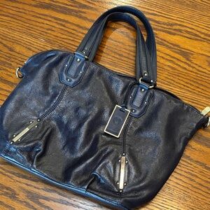 Chic Navy Leather Tote Bag